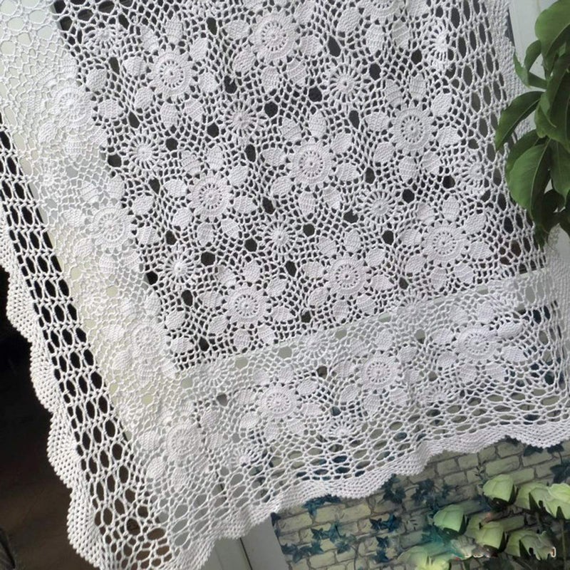 Damanni White Cotton Handmade Crochet Lace Tablecloth Doilies Table Overlay,Square,31 Inch by 31 Inch - Image 3